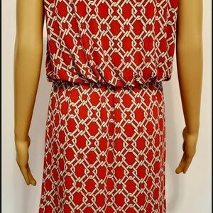 Cremieux Red Geometric Print Sleeveless Dress Size S